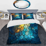 Fractal Blue and yellow mosaic  I - Duvet Cover Set