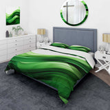 Green and white Fractal Waves I - Duvet Cover Set