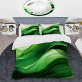 Green and white Fractal Waves I - Duvet Cover Set