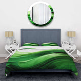 Green and white Fractal Waves I - Duvet Cover Set