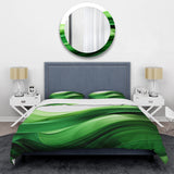 Green and white Fractal Waves I - Duvet Cover Set