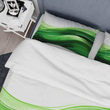 Green and white Fractal Waves I - Duvet Cover Set