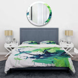 Green and Blue Surreal swirls charm II - Duvet Cover Set