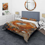 Orange and white abstract spiral collage - Duvet Cover Set