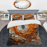 Orange and white abstract spiral collage - Duvet Cover Set