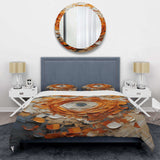 Orange and white abstract spiral collage - Duvet Cover Set