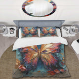 Orange and blue Metallic Butterfly - Duvet Cover Set