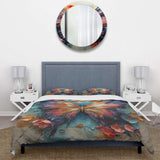 Orange and blue Metallic Butterfly - Duvet Cover Set