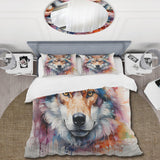 Popart art Wolf portrait I - Duvet Cover Set