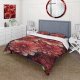 Red blooming Chrysanthemums beauty - Duvet Cover Set