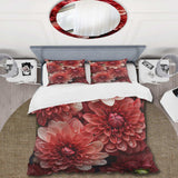 Red blooming Chrysanthemums beauty - Duvet Cover Set