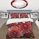 Red blooming Chrysanthemums beauty - Duvet Cover Set