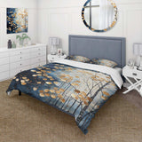 Gold and blue Maple tree winter forest I - Duvet Cover Set