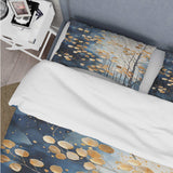 Gold and blue Maple tree winter forest I - Duvet Cover Set