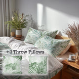 Coastal Bedding Set - Whispering Palm Leaves Duvet Cover And Cushion Set