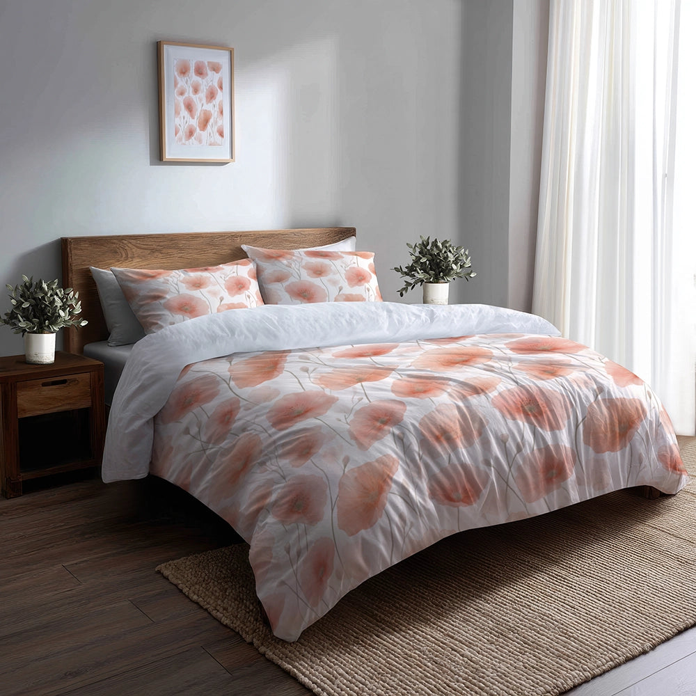 Floral Bedding Set - Blush Poppy Tranquility Duvet Cover Set
