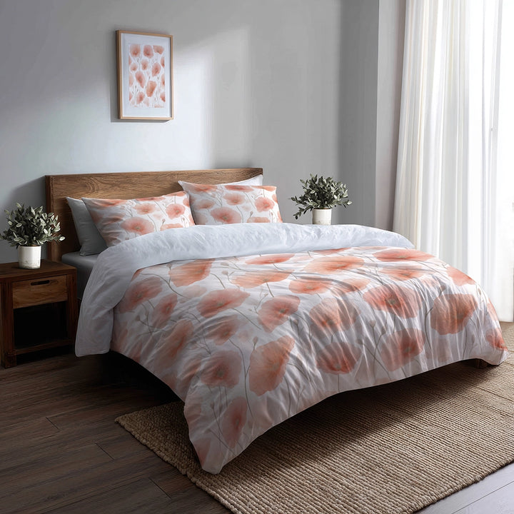 Floral Bedding Set - Blush Poppy Tranquility Duvet Cover Set