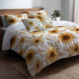 Floral 5 Pcs Bedding Set - Soft Sunflower Glow Duvet Cover And Pillow Set