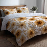 Floral 5 Pcs Bedding Set - Soft Sunflower Glow Duvet Cover And Pillow Set