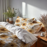 Floral 5 Pcs Bedding Set - Soft Sunflower Glow Duvet Cover And Pillow Set