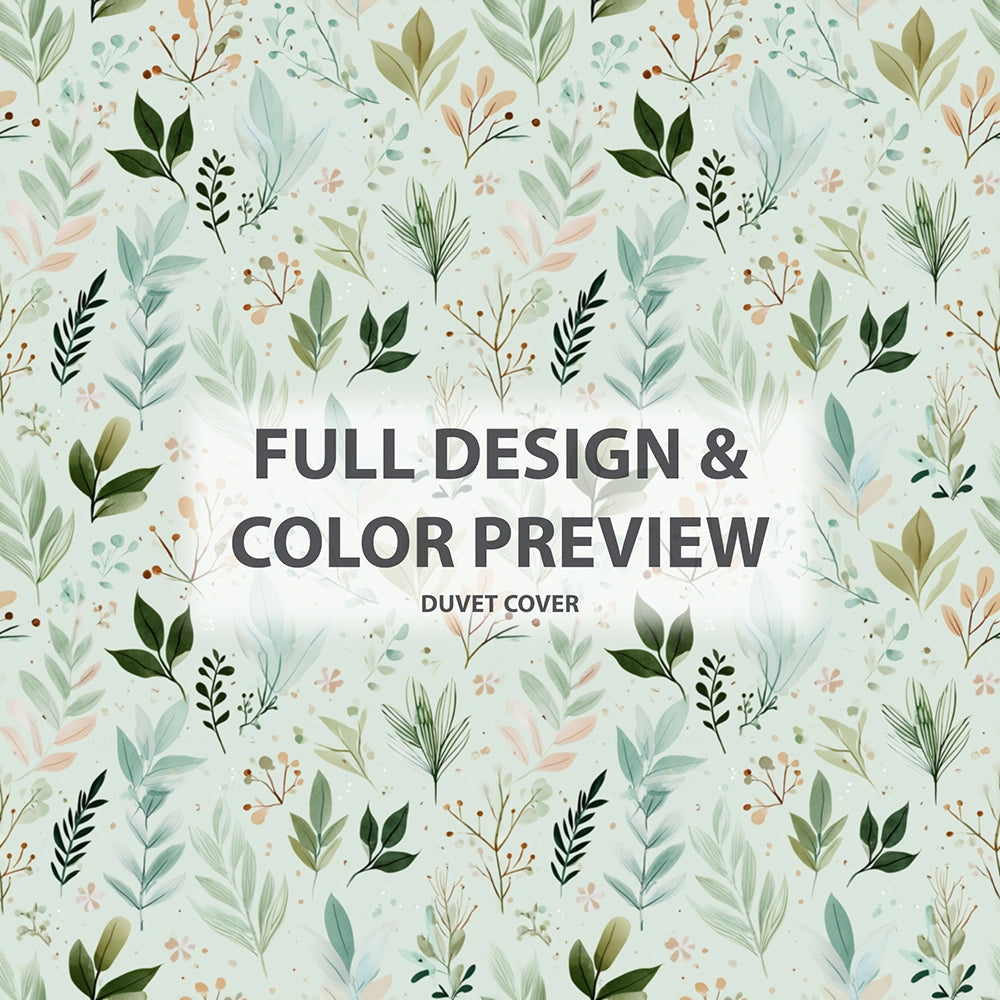 Floral Duvet Cover Set of 5 - Calm Botanical Garden Bedding And Throw Pillow Set