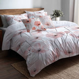 French Country Bedding Set of 5 - Blush Poppies Duvet Cover And Throw Pillow Set
