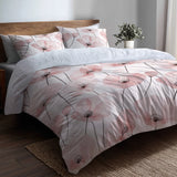 French Country Bedding Set of 5 - Blush Poppies Duvet Cover And Throw Pillow Set