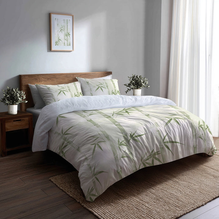 Coastal Bedding Set of 5 - Bamboo Mist Duvet Cover And Throw Cushion Set