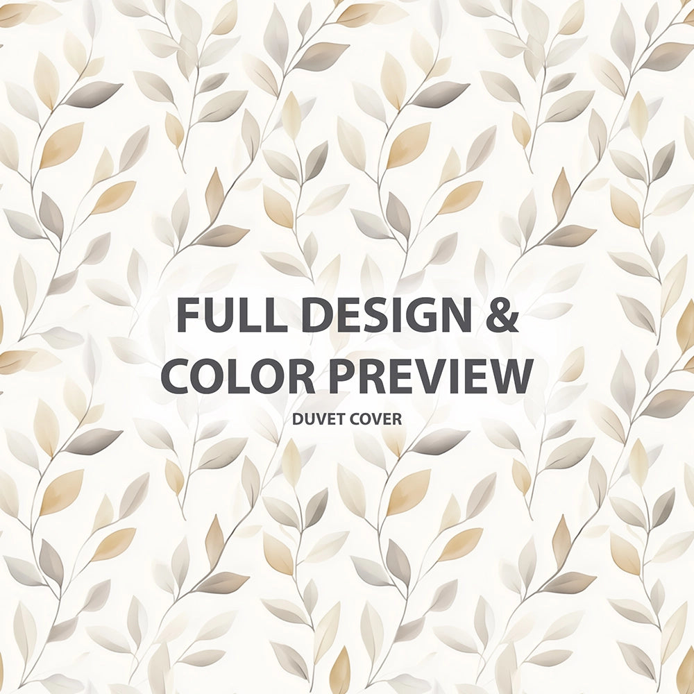 Floral Bedding Set - Cream Leaves Duvet Cover Set