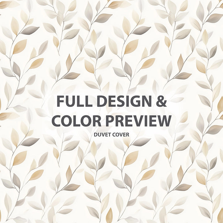 Floral Bedding Set - Cream Leaves Duvet Cover Set
