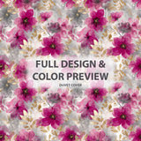 Floral Bedding Set 5 Pcs - Fuschia Whisper Duvet Cover And Throw Pillow Set