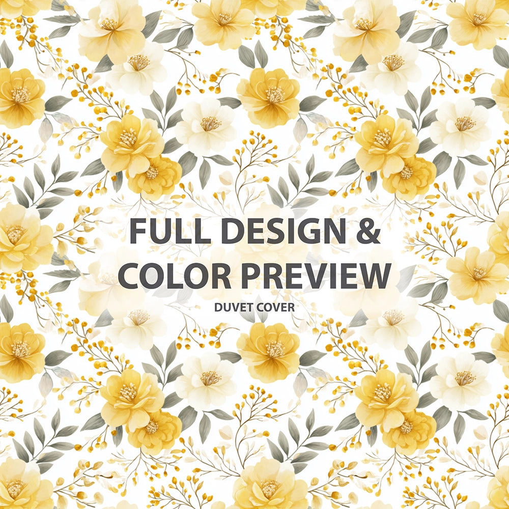 Floral 5 Pcs Bedding Set - Yellow Whisper Duvet Cover And Pillow Set