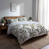 Country / Farmhouse Bedding Set of 5 - Olive Quiet Duvet Cover And Throw Cushion Set
