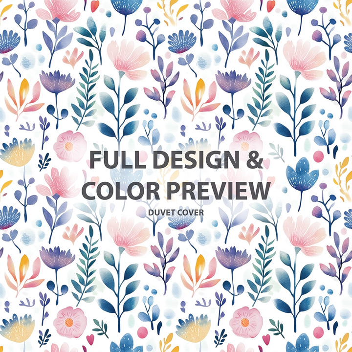 Floral Duvet Cover Set of 5 - Botanical Garden Bedding And Throw Pillow Set