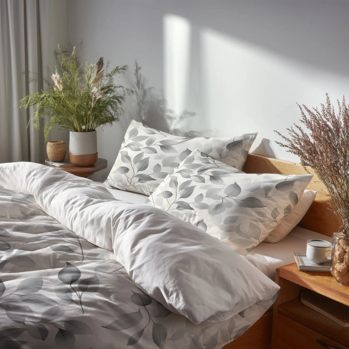 Country / Farmhouse Bedding Set - Stone Petal Duvet Cover And Cushion Set