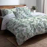 Floral Bedding Set 5 Pcs - Sage Petal Duvet Cover And Throw Pillow Set