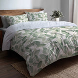 Floral Bedding Set 5 Pcs - Sage Petal Duvet Cover And Throw Pillow Set