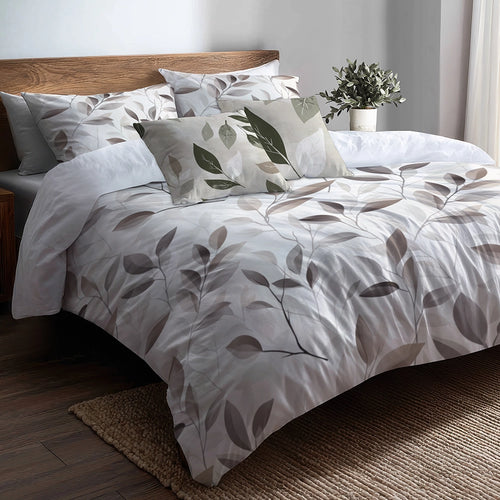 Floral Duvet Cover Set of 5 - Muted Meadow Bedding And Throw Pillow Set