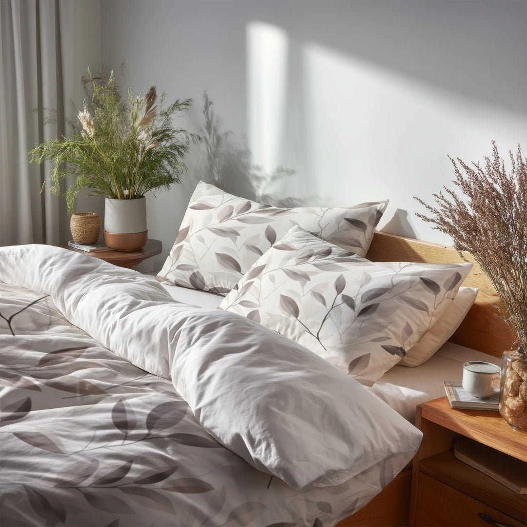 Floral Duvet Cover Set of 5 - Muted Meadow Bedding And Throw Pillow Set