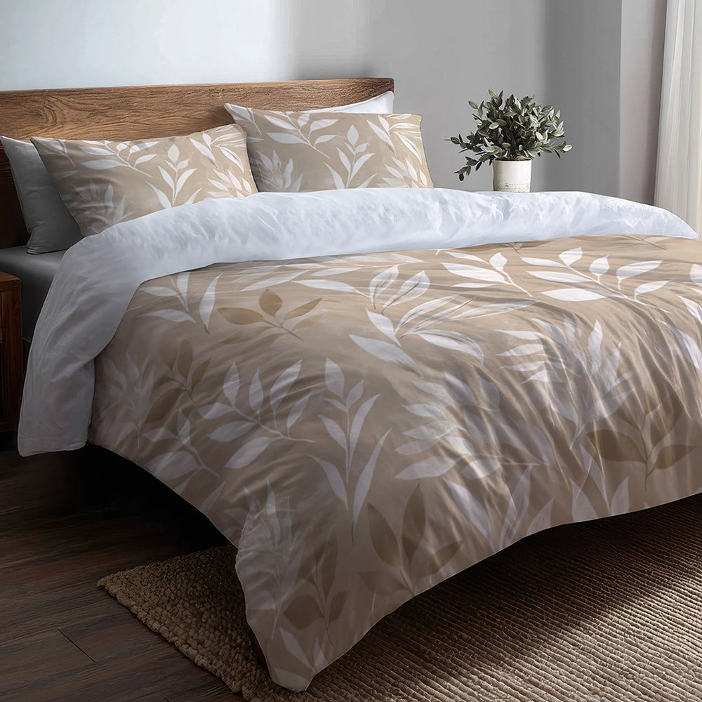 Country / Farmhouse Bedding Set of 5 - Muted Fern Meadow Duvet Cover And Throw Cushion Set