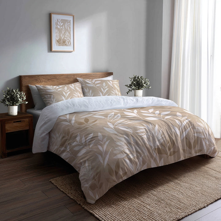 Country / Farmhouse Bedding Set of 5 - Muted Fern Meadow Duvet Cover And Throw Cushion Set