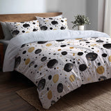 Abstract Duvet Cover Set of 5 - Black And Gold Bubble Bedding And Throw Pillow Set