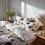 Abstract Duvet Cover Set of 5 - Black And Gold Bubble Bedding And Throw Pillow Set