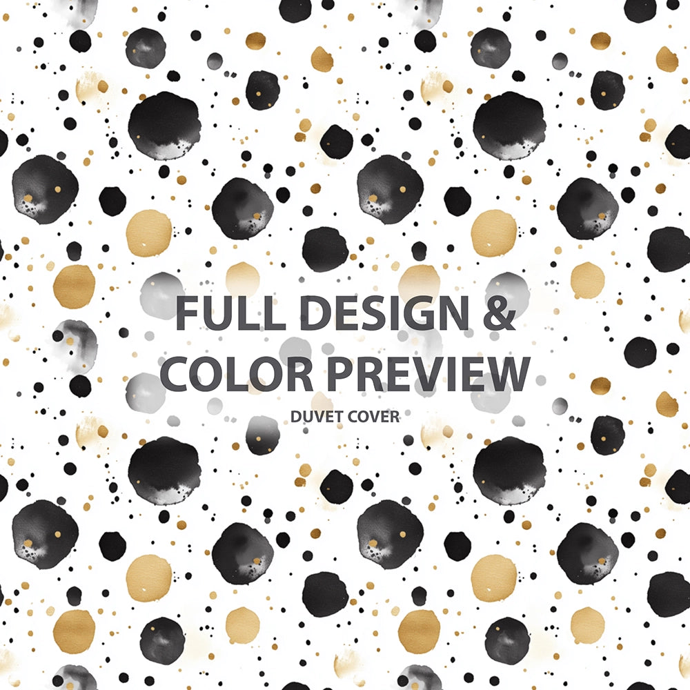 Abstract Duvet Cover Set of 5 - Black And Gold Bubble Bedding And Throw Pillow Set