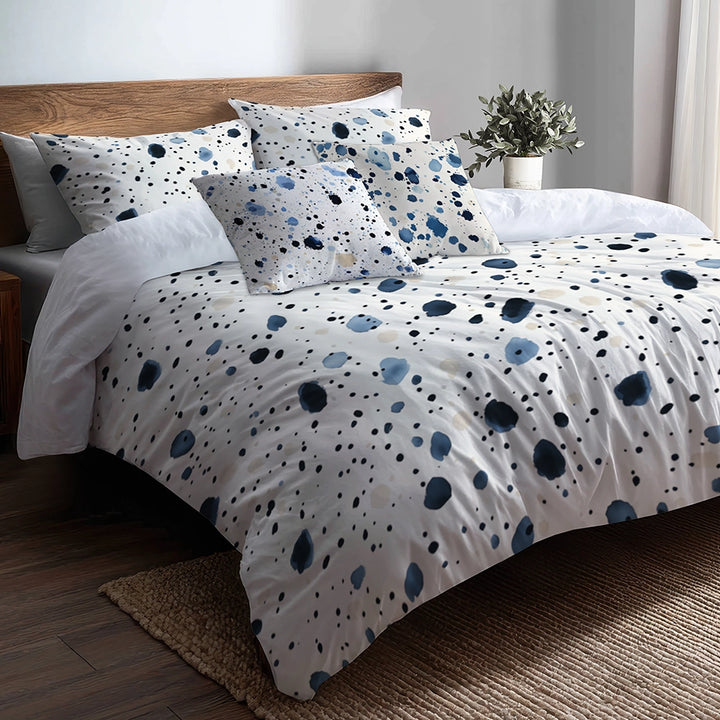 Modern Bedding Set - Blue And Cream Bubble Duvet Cover And Cushion Set