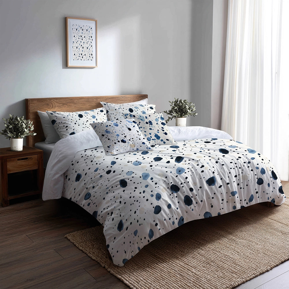 Modern Bedding Set - Blue And Cream Bubble Duvet Cover And Cushion Set