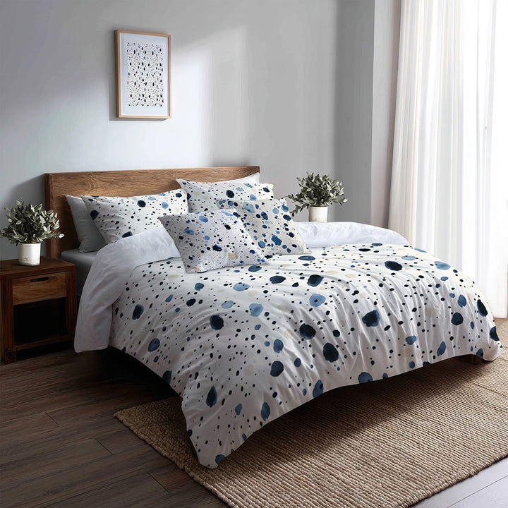 Modern Bedding Set - Blue And Cream Bubble Duvet Cover And Cushion Set