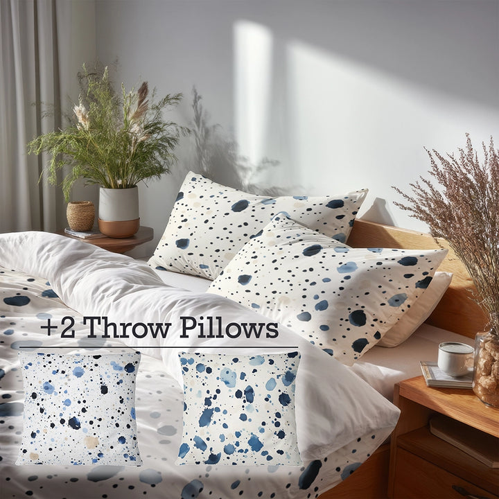 Modern Bedding Set - Blue And Cream Bubble Duvet Cover And Cushion Set