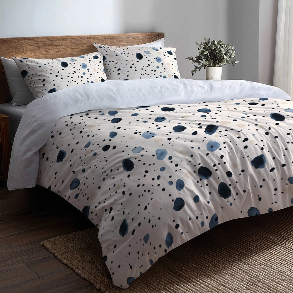 Modern Bedding Set - Blue And Cream Bubble Duvet Cover And Cushion Set