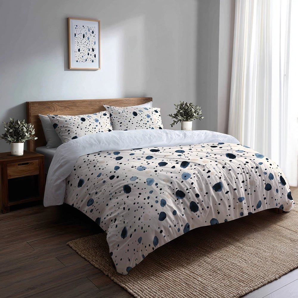 Modern Bedding Set - Blue And Cream Bubble Duvet Cover And Cushion Set